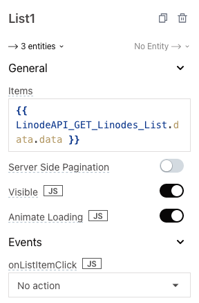 List widget configuration