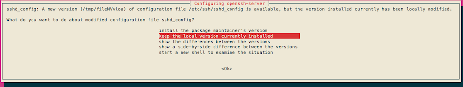 Configuring openssh-server message